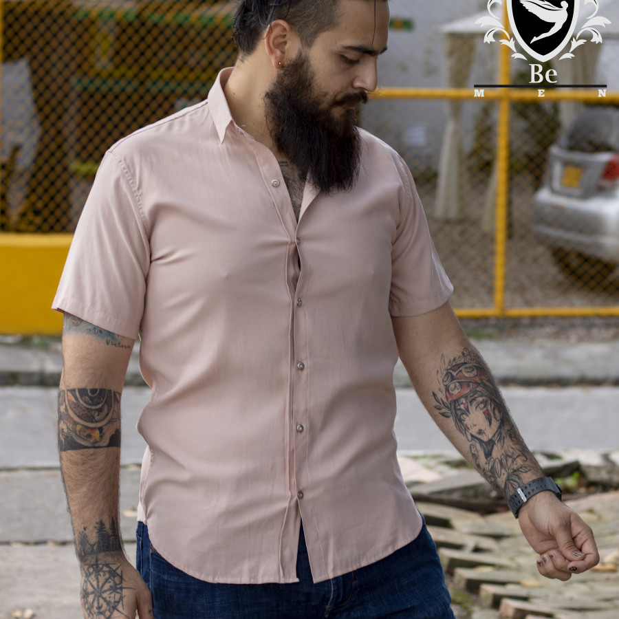 Camisa estampada animal print slim manga larga para hombre SON DOS