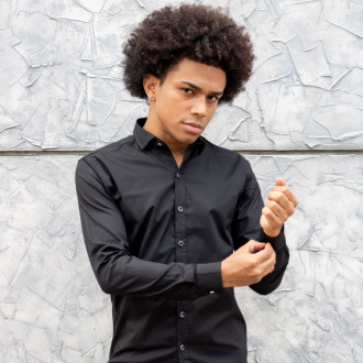 Camisa Manga Larga Diagonal Negra Mini Frances